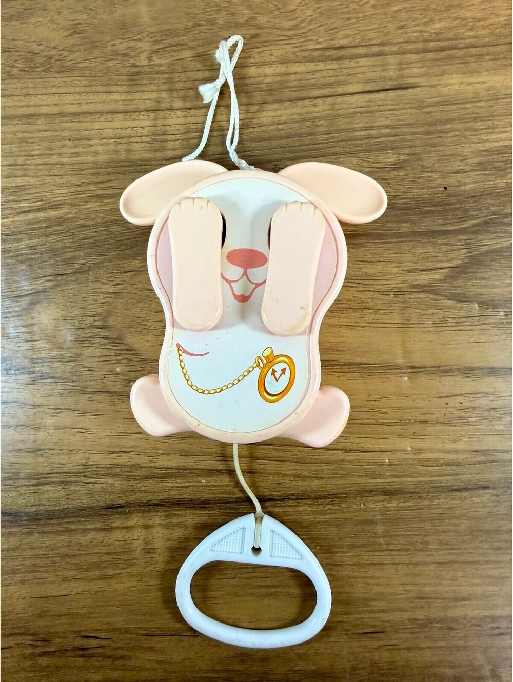 Vintage TOMY Peek-a-Boo Puppy Pull String Toy Working Moving Paws
